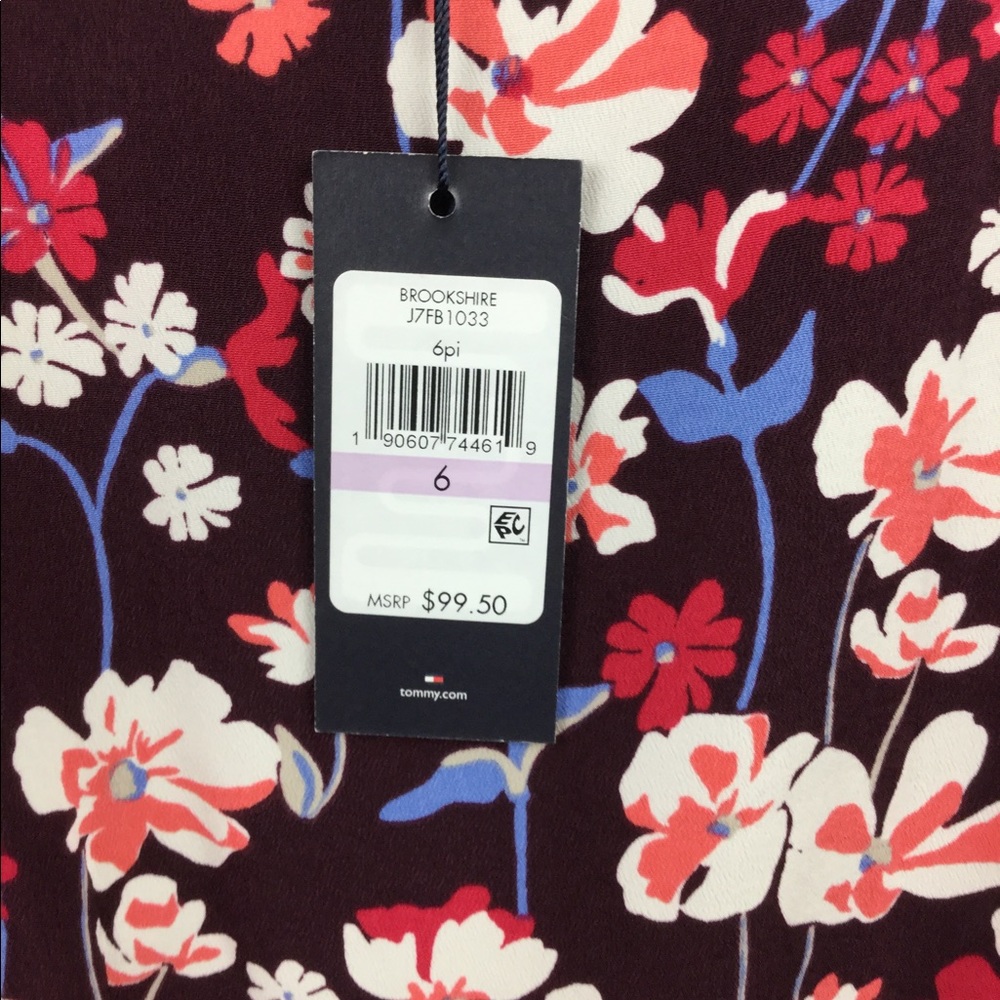 #32 Tommy HILFIGER BROOKSHIRE RED FLORAL Flare  DRESS - Picture 10 of 11